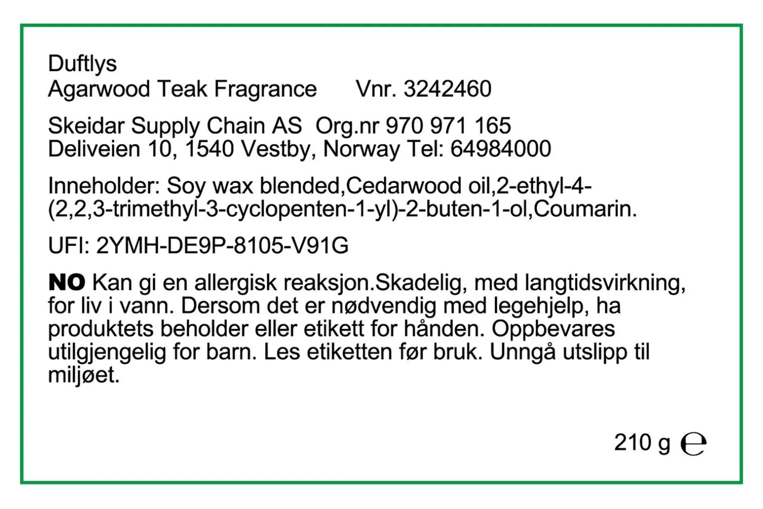 Agarwood Teak duftlys