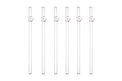 Pink flower sugerør 6pk