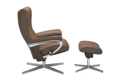 Stressless® Wing (M) Cross lenestol med krakk