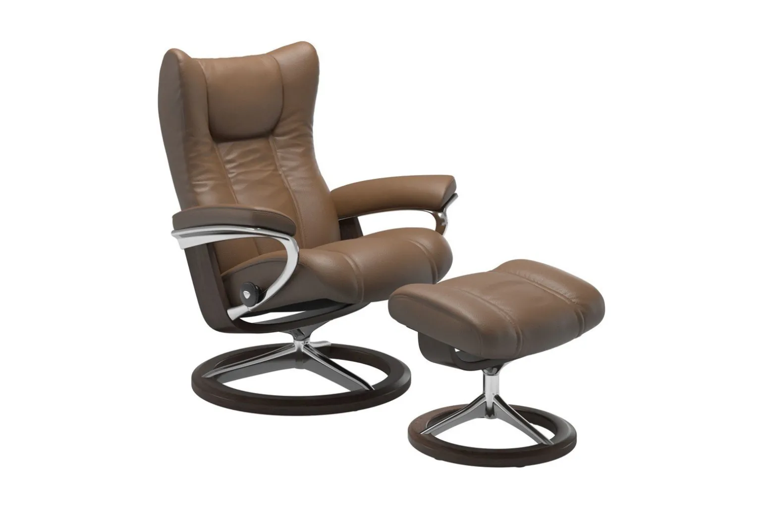 Stressless® Wing (M) Signature lenestol med krakk
